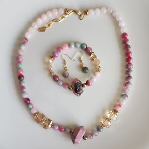 Set Rhodochrosite And Agate Necklace